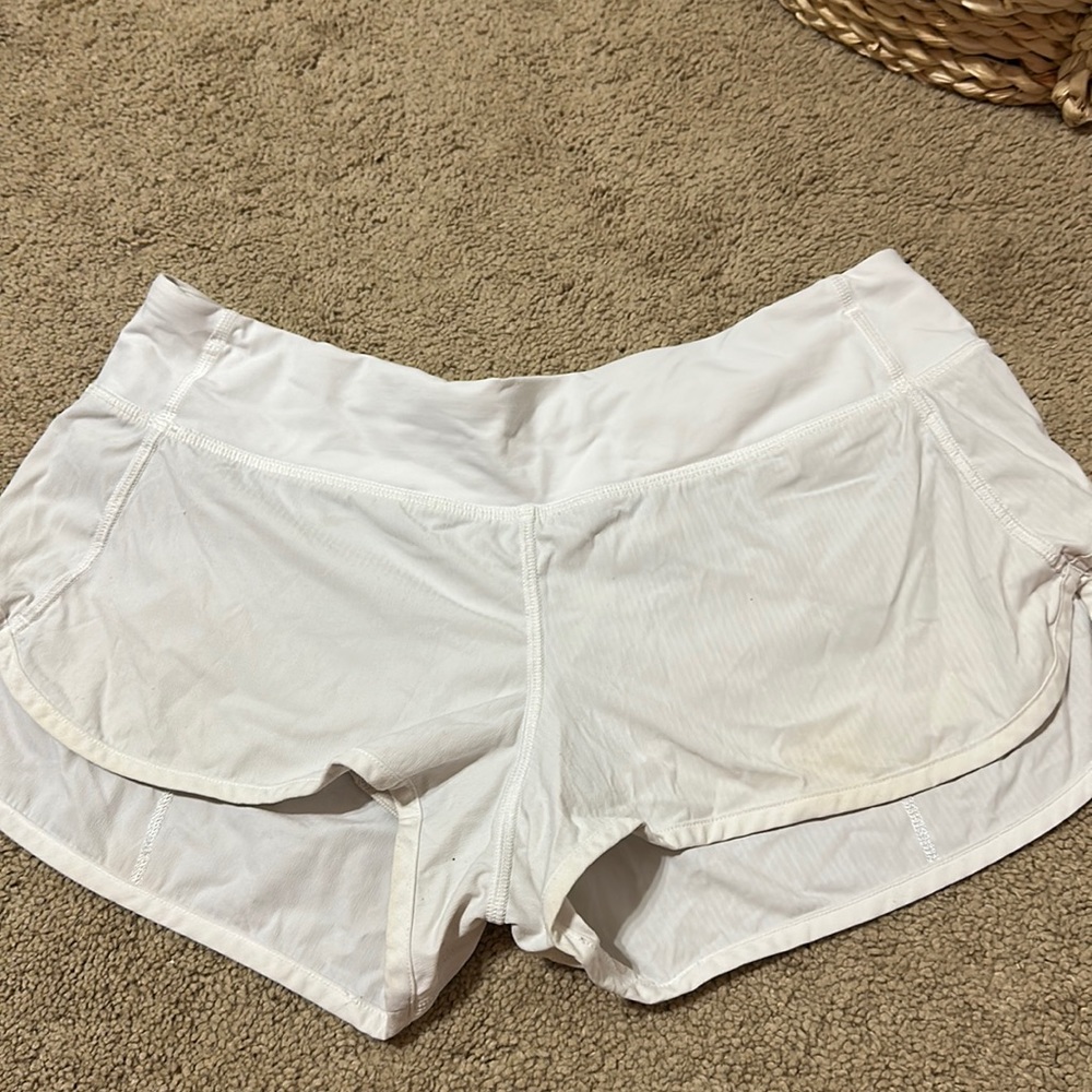 COPY - white lululemon speed up shorts